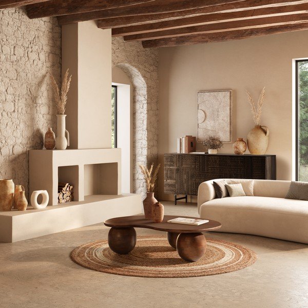 Cassettiera marrone scuro in mango massiccio 160x75x40 cm Kalai – MOME-image-2