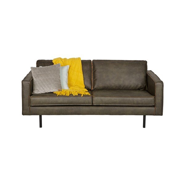 Divano verde scuro con rivestimento in pelle riciclata, 190 cm Rodeo - BePureHome-image-2