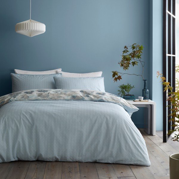 Biancheria da letto in cotone blu-grigio per letto matrimoniale 200x200 cm Japanese Garden - RHS-image-1