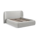 Letto matrimoniale imbottito grigio chiaro con contenitore con griglia 180x200 cm Hauke - Makamii