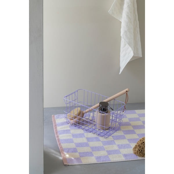 Tappetino da bagno in cotone biologica giallo chiaro e viola 50x80 cm Retro - Mette Ditmer Denmark-image-1