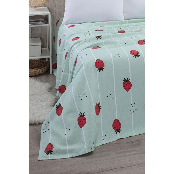 Copriletto in cotone color menta 170x230 cm Strawberry - Mila Home-image-2