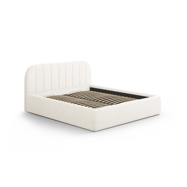 Letto matrimoniale imbottito avorio con contenitore con rete inclusa 140x200 cm Juno – Windsor & Co Sofas-image-2