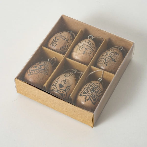 Set di 6 ornamenti pasquali appesi in legno di mango Amalia - Boltze