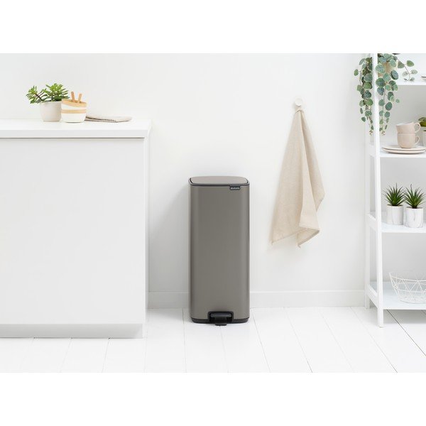 Cestino per la spazzatura grigio in acciaio con pedale 30 l Bo – Brabantia-image-1