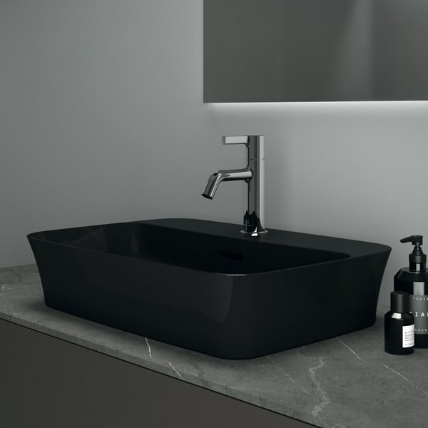 Lavabo in ceramica nera lucida 55x38 cm Ipalyss - Ideal Standard-image-1