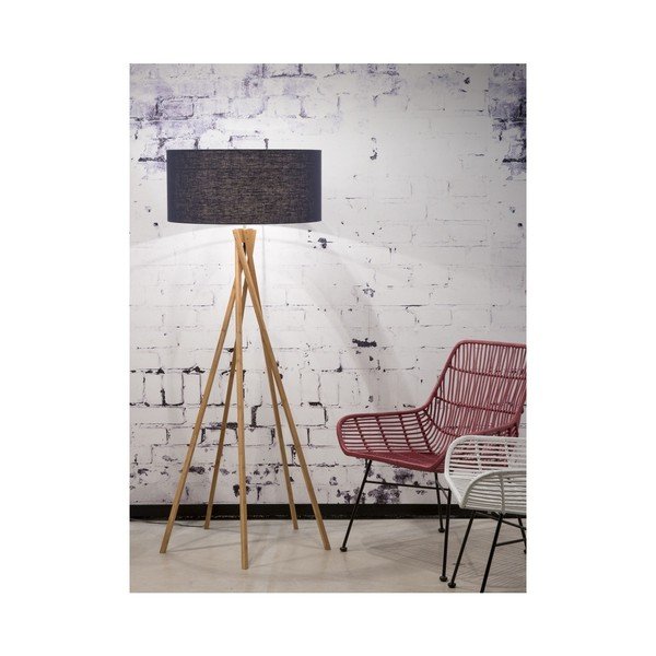 Lampada da terra con paralume blu e struttura in bambù Kilimanjaro - Good&Mojo-image-1