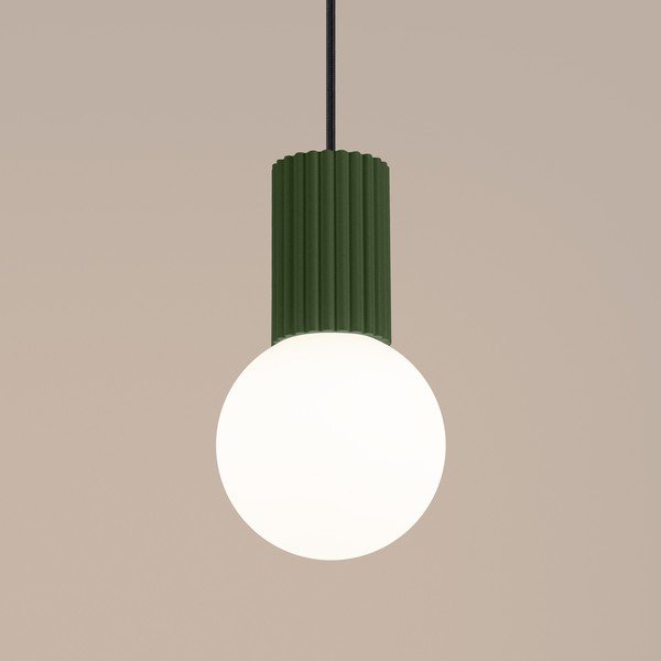 Lampadario verde in vetro opale ø 12 cm Orbital – Sollux-image-3