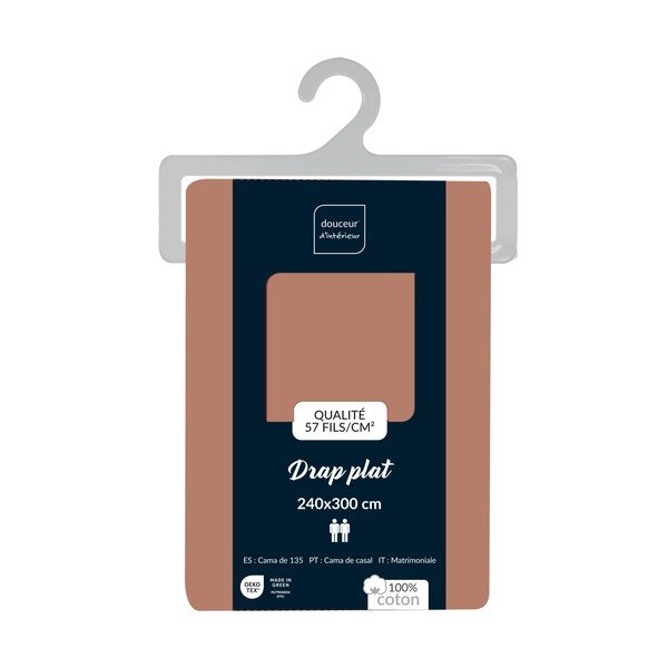 Lenzuolo con angoli color salmone in cotone 240x300 cm Lina – douceur d'intérieur-image-2