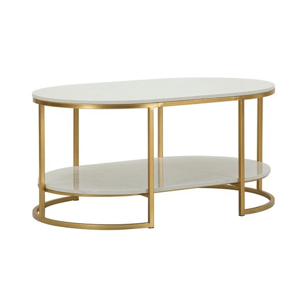 Tavolino da salotto bianco/dorato con piano in marmo 60x90 cm Izmir – Mauro Ferretti-image-3