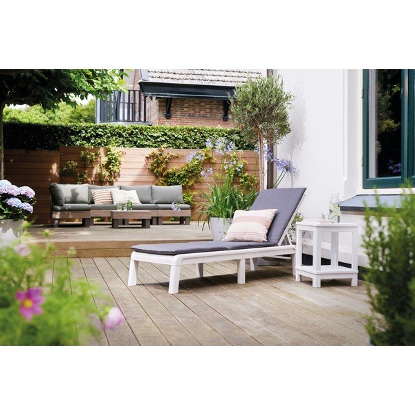 Sdraio da giardino grigio chiaro in plastica/in imbottito regolabile/pieghevole Atlas – Keter-image-1