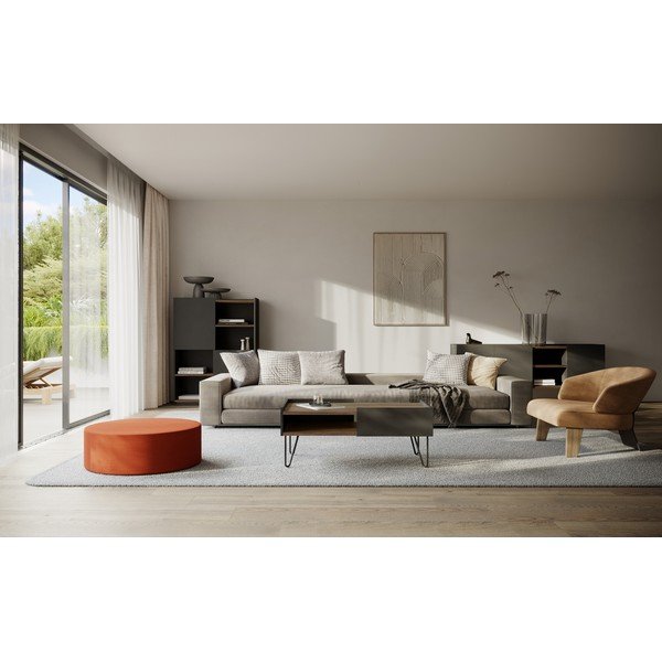 Libreria marrone-nera in noce 180x83 cm Nina - TemaHome-image-1