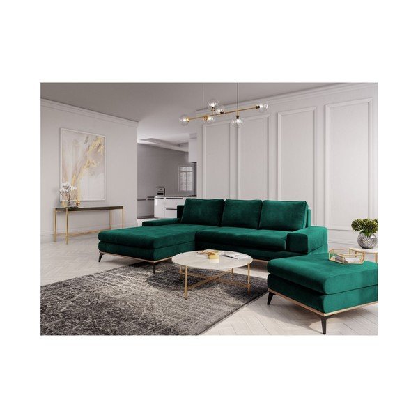 Pouf verde bottiglia con rivestimento in velluto Astre - Windsor & Co Sofas-image-4