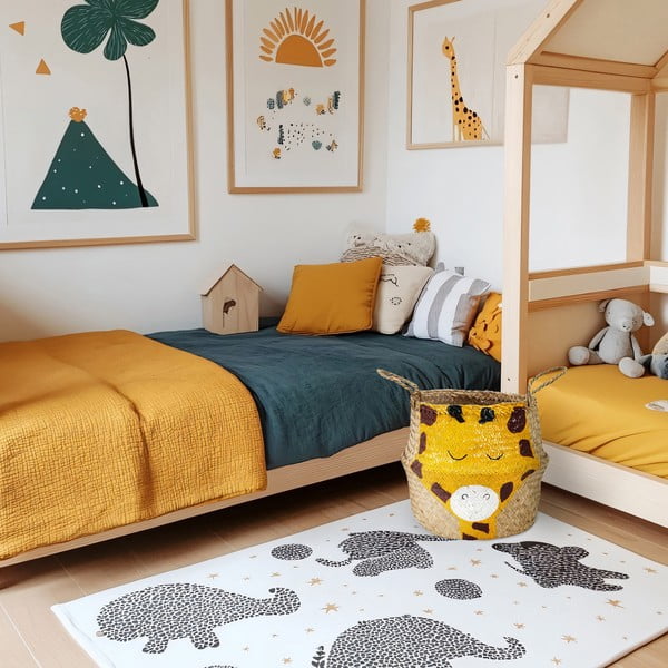 Cesto portagiochi da bambini in seagrass di colore giallo-naturale ø 30x28 cm Giraffe - Compactor-image-1