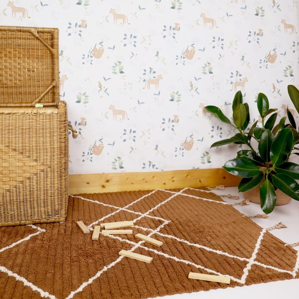 Tappeto in cotone marrone fatto a mano, 100 x 150 cm Lassa - Nattiot-image-2