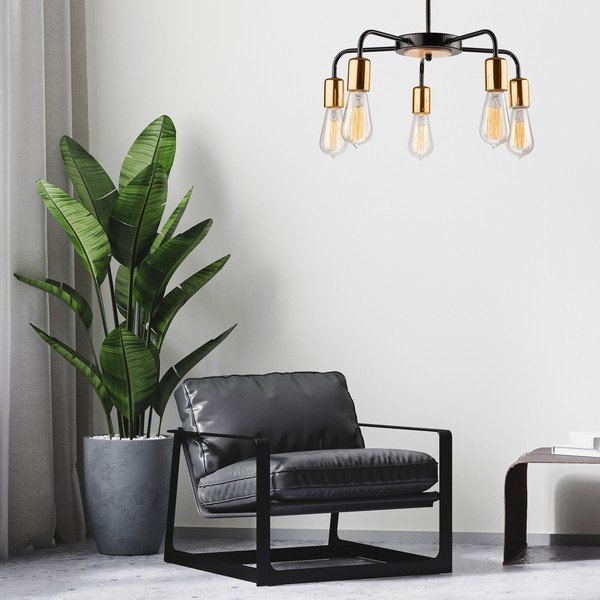 Lampadario nero con paralume in metallo ø 45 cm Erica – LAMKUR-image-1