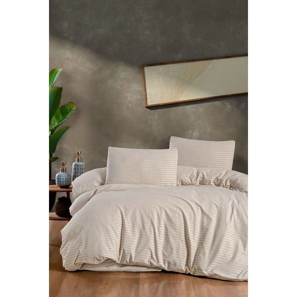 Biancheria da letto color crema per letto matrimoniale/per letto prolungato con lenzuolo incluso/4 pz 200x220 cm – Mila Home