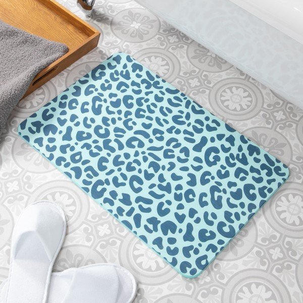 Tappeto da bagno azzurro 39x60 cm Leopard - Artsy Doormats-image-1