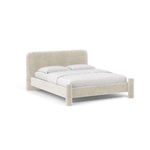 Letto matrimoniale imbottito beige con rete inclusa 160x200 cm Vera – Micadoni 