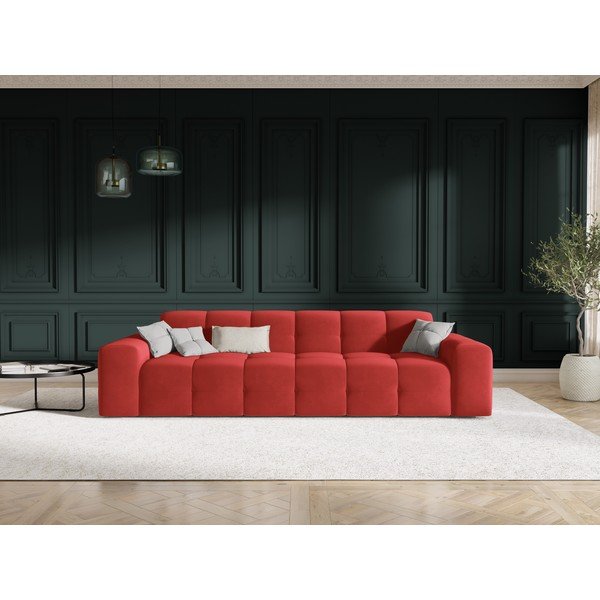 Divano in velluto rosso 255 cm Kendal - Micadoni Home-image-1