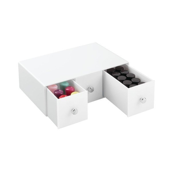 Bílý úložný box s 3 šuplíky InterDesign Drawers Tower, výška 18  cm