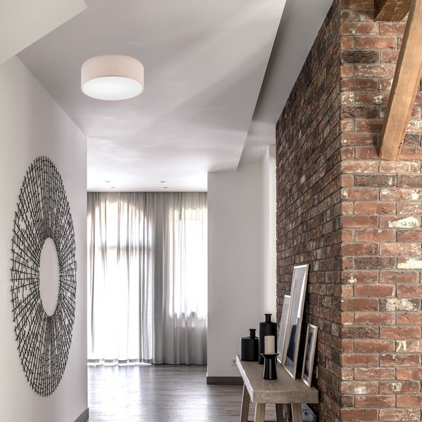 Lampada da soffitto beige con paralume in tessuto ø 35 cm Vivian - LAMKUR-image-2
