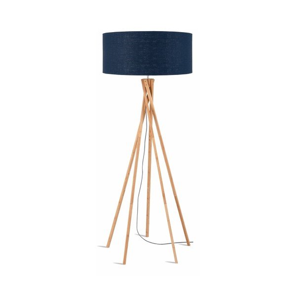 Lampada da terra con paralume blu e struttura in bambù Kilimanjaro - Good&Mojo