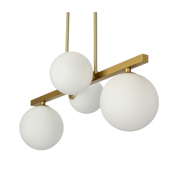 Lampadario bianco/dorato con paralume in vetro Kama – Candellux Lighting-image-4
