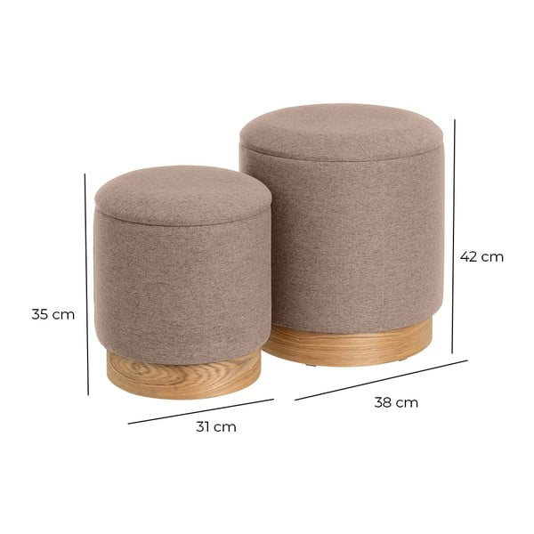 Set di poggiapiedi marrone chiaro 2 pz – Casa Selección-image-4