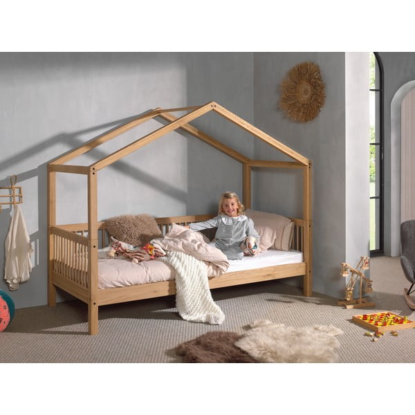 Letto per bambini in rovere colore naturale con letto estraibile 90x200 cm Forrest - Vipack-image-1