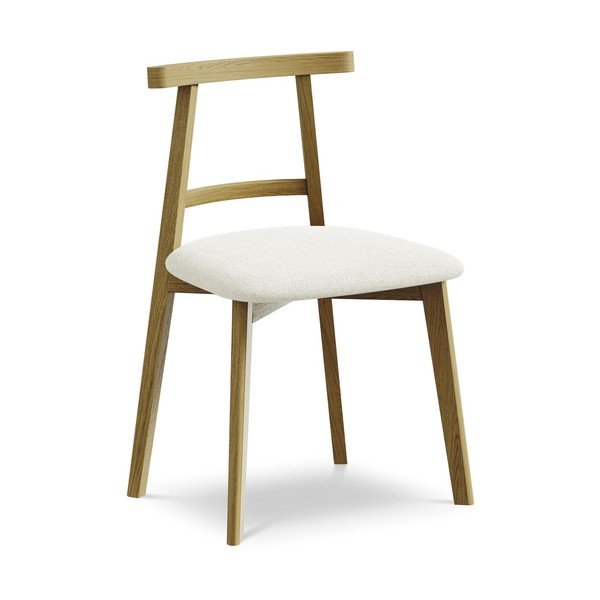 Sedia da pranzo color crema in legno massiccio Ohelo – Makamii