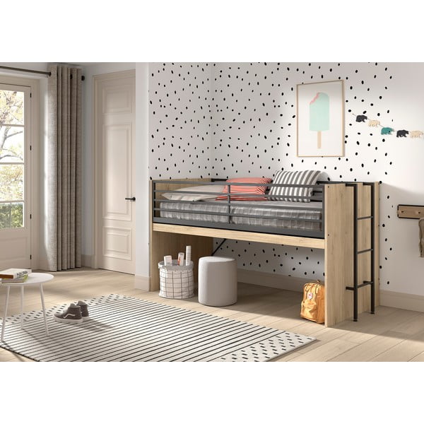 Letto da bambini rialzato di colore naturale con rete inclusa 90x200 cm Sam – Vipack-image-1