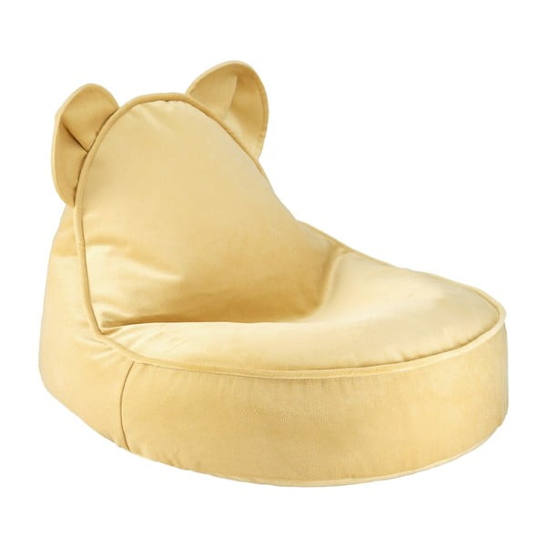 Pouf a sacco per bambini giallo con rivestimento in velluto Bear – Wigiwama