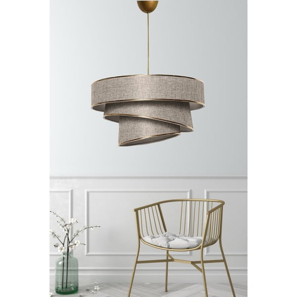 Lampadario beige/dorato con paralume in tessuto ø 40 cm Couper – Opviq lights-image-1