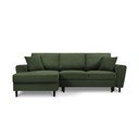 Divano angolare verde allungabile e con contenitore (con penisola a sinistra/con chaise lounge) con rivestimento in velluto a coste Kyoto – Cosmopolitan Design