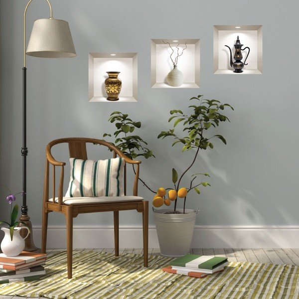 Set di 3 adesivi murali 3D Oggetti decorativi - Ambiance-image-1