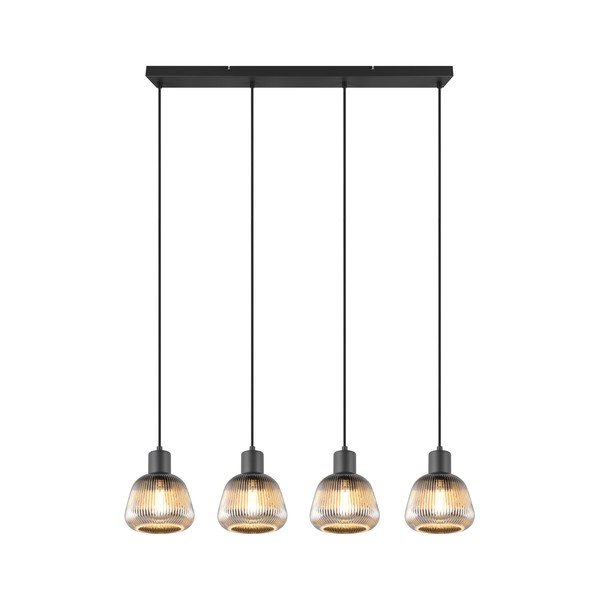 Lampadario nero con paralume in vetro ø 15 cm Tarifa - Trio-image-2