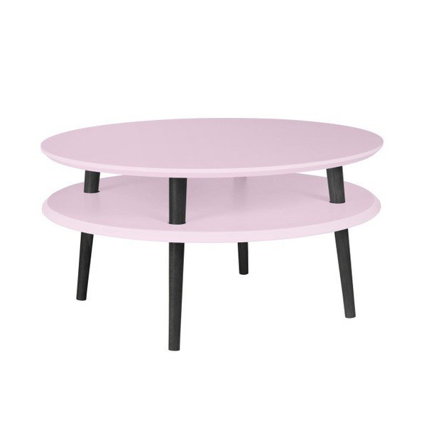 Tavolino rosa chiaro con gambe nere UFO, Ø 70 cm - Ragaba