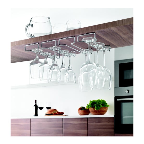 Set di portabicchieri da vino da parete argentati in acciaio 2 pz Rail – Metaltex-image-2