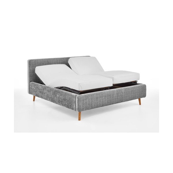 Letto matrimoniale imbottito grigio chiaro con rete inclusa 180x200 cm Primavera – Meise Möbel-image-4