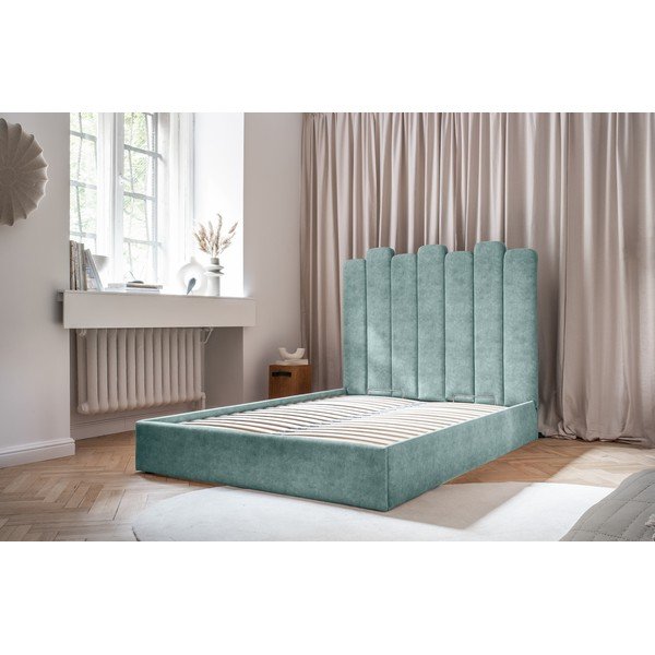 Letto matrimoniale imbottito turchese con contenitore con griglia 180x200 cm Dreamy Aurora - Miuform-image-3