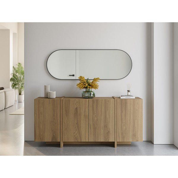 Credenza di colore naturale con effetto rovere 180x79x40 cm Volia – Marckeric-image-1