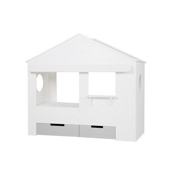 Set di 2 cassetti inferiori in legno di pino bianco per il letto Huisie - WOOOD-image-1