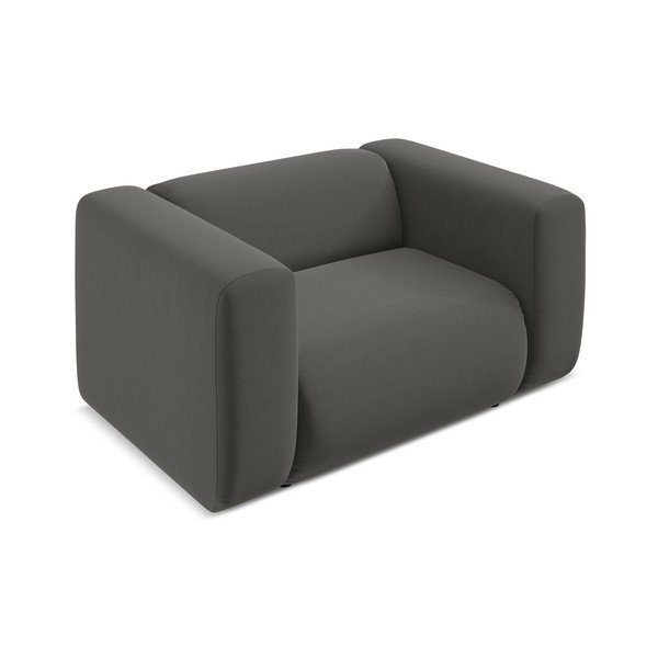 Poltrona grigia con rivestimento in velluto Ekahi – Makamii-image-3