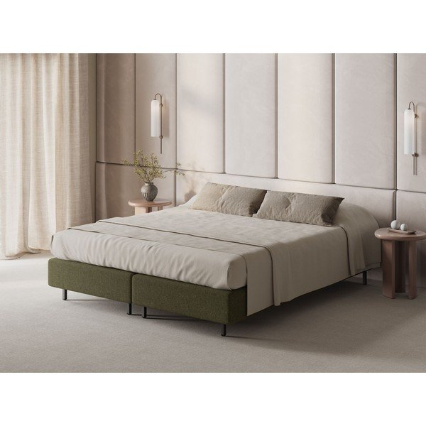 Letto singolo imbottito verde senza testiera 90x200 cm Whale – Micadoni -image-1