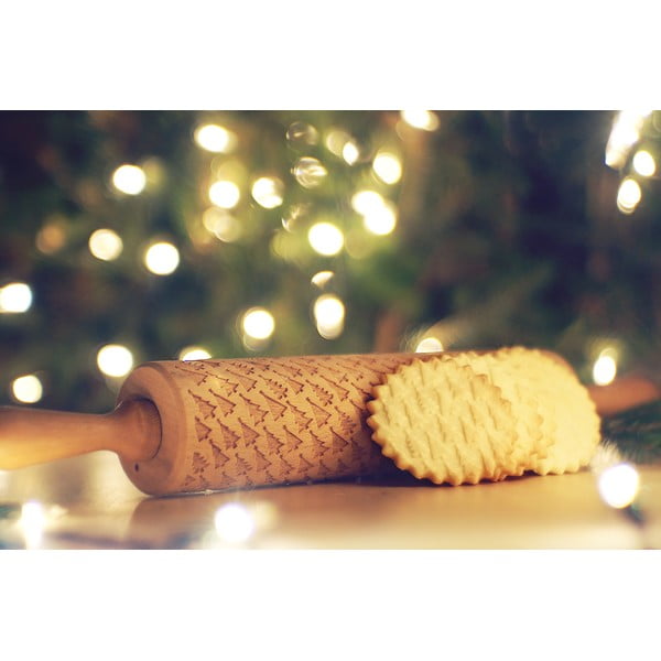 Rullo di pasta in legno con rilievi natalizi Trees - Valek-image-4