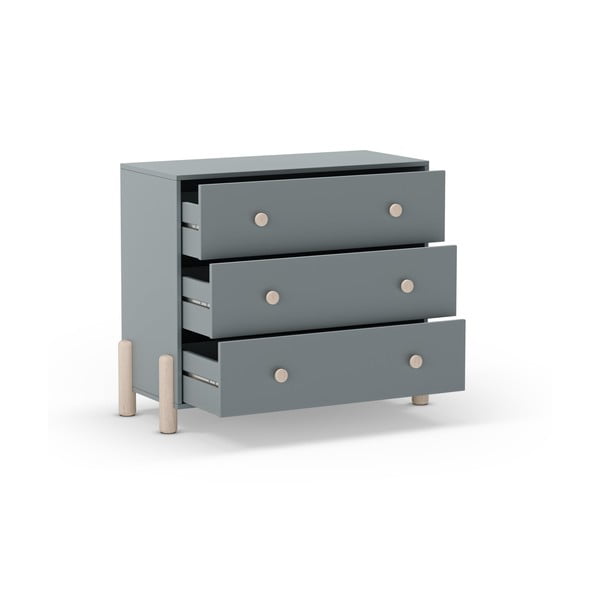 Cassettiera per bambini verde polveroso in pino massiccio 90x80x40 cm Enola – Marckeric-image-3