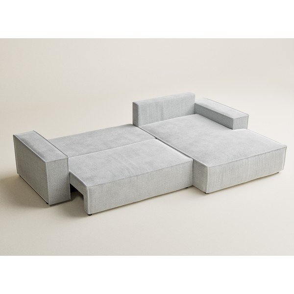 Divano angolare grigio chiaro allungabile/con contenitore (con penisola a destra/con chaise lounge) con rivestimento in ciniglia Maze – Maison de Rêve-image-4