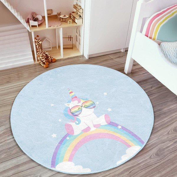 Tappeto azzurro per bambini ø 80 cm Comfort - Mila Home-image-3