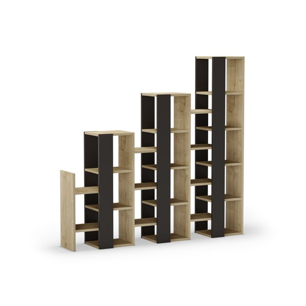 Scaffale in rovere decorato in nero e naturale 158x151 cm Anissa - Marckeric-image-2